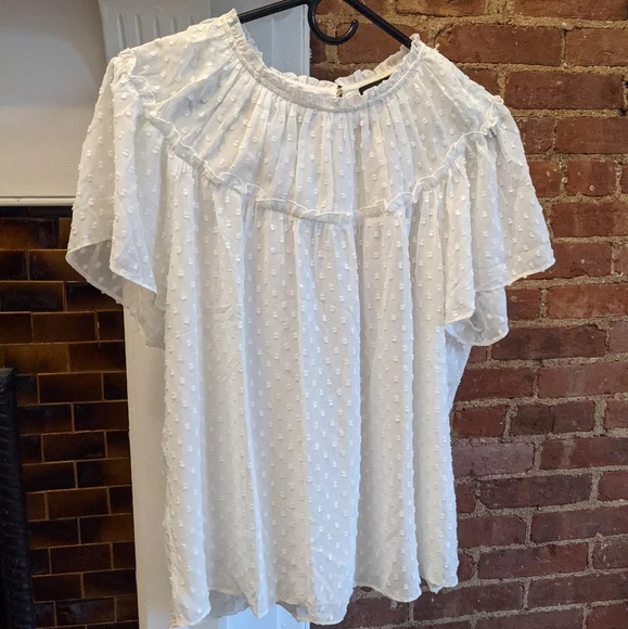 J. Crew Gathered Bib Draper Swiss Dot Blouse L - bought NWT, but worn gently - Picture 1 of 5